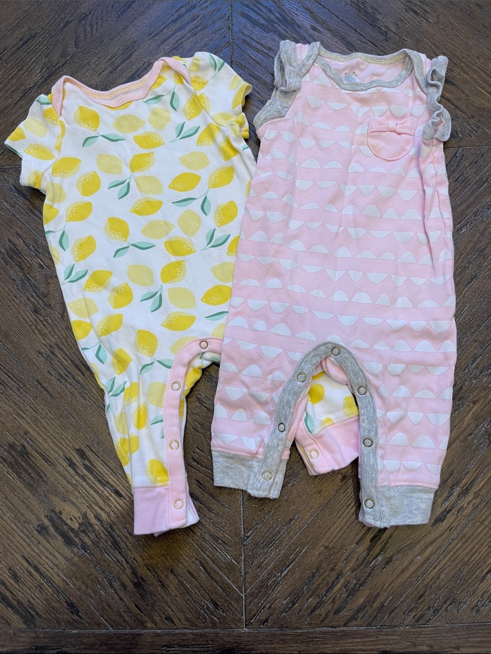 cloud island Baby Romper Set With Yellow Lemons and Pink Arch’s